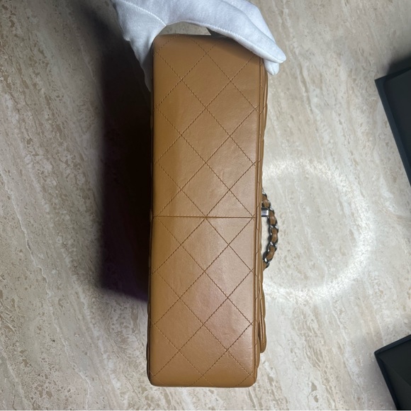 Chanel Tan Lambskin Caviar Quilted Jumbo Classic Double Flap Bag (2014-2015) - Picture 10 of 15
